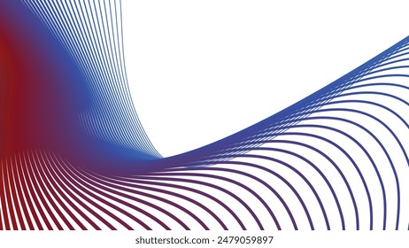 Fondo abstracto blanco con la línea de la curva roja y azul para el fondo o la presentación