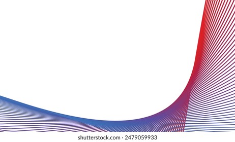 White abstract background with red and blue curve line for backdrop or presentation