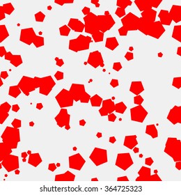 White abstract background with seamless pattern, random red polygons for design concepts, posters, banners, web, presentations and prints. Vector illustration.