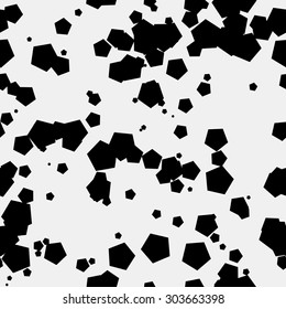 White abstract background with seamless random black polygons for design concepts, posters, banners, web, presentations and prints. Vector illustration.