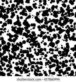 White abstract background with seamless random black circles, dots, film grain, noise, dotwork, grunge texture for design concepts, wallpapers, posters, web, presentations, prints. Vector illustration