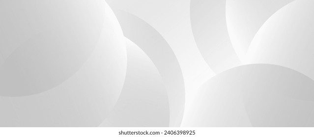 White abstract background with shiny geometric shapes. Modern white gradient circle. Dynamic shape. Minimal geometric design. vector