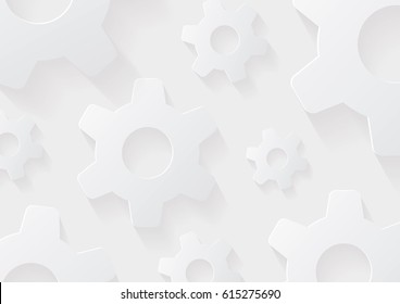 White abstract background shows the innovation of technology, idea and creative concepts. Gears with shadows. Can be applied to your business, design, presentation. Vector.