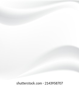 White abstract background with the smooth flow or swirl motion and free copy space. Vector illustration for cover presentation.