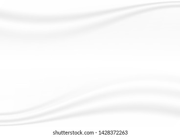 White abstract background with smooth soft waves texture. vector Illustration.