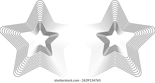 White abstract background with star pattern. Twisted star line pattern. Geometric spiral. Rotating elements. Modern graphic design. Futuristic technology concept.