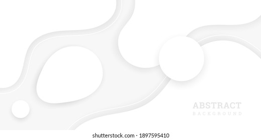 White abstract background. Template in paper cut style. Layered backdrop with different wavy shapes. Vector illustration. Elegant banner. Modern design poster, flyer, wallpaper.