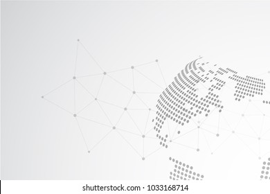 White abstract background vector. Gray abstract. Modern design background for report and project presentation template. Vector illustration graphic. Dot line and circular. Technology connection global