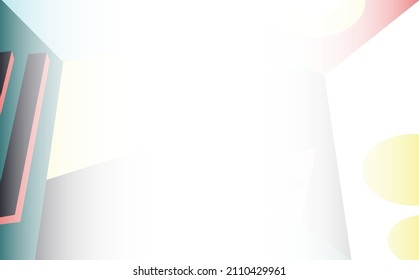 White abstract background vector template with surreal dimensional shapes and copyspace. Suitable for backdrop, business card, book cover, and greeting card.