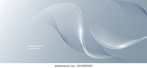 White abstract background with wavy lines. Digital future technology concept. vector illustration.