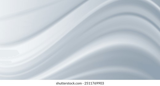 White abstract background with wavy lines. Digital future technology concept in the silver theme color.