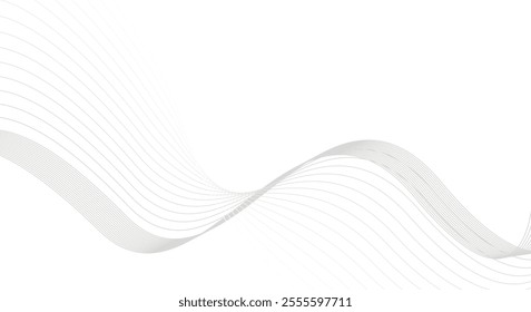 White abstract background with wavy lines. Digital future technology concept in the silver theme color.