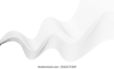 White abstract background with wavy lines. Digital future technology concept. Curve wave technology lines