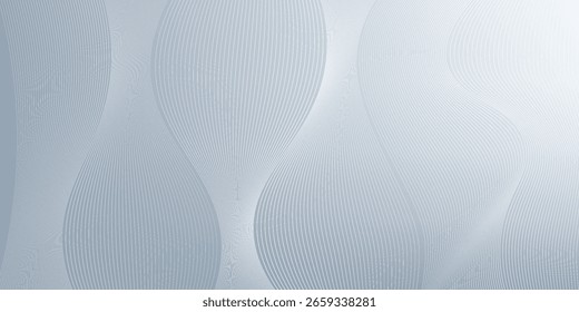 Plano de fundo branco abstrato com linhas onduladas. Conceito de tecnologia futura digital na cor do tema prata.