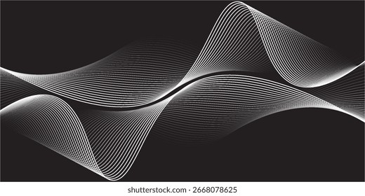 White abstract background with wavy lines. Digital future technology concept in the silver theme color.