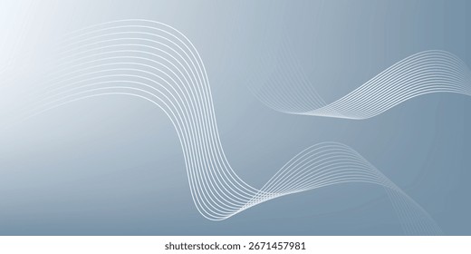 Weißer abstrakter Hintergrund mit gewellten Linien. Digitales Zukunftstechnologie-Konzept. 