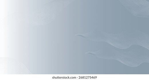 Fondo abstracto blanco con líneas onduladas. Concepto de tecnología de futuro digital en el color del tema de plata.