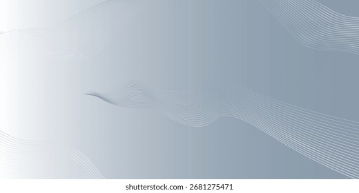 White abstract background with wavy lines. Digital future technology concept in the silver theme color.