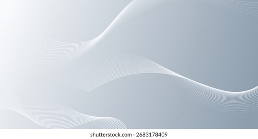 Fondo abstracto blanco con líneas onduladas. Concepto de tecnología de futuro digital en el color del tema de plata.