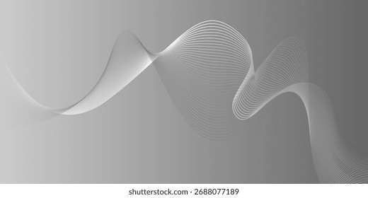 White abstract background with wavy lines. Digital future technology concept. vector illustration.