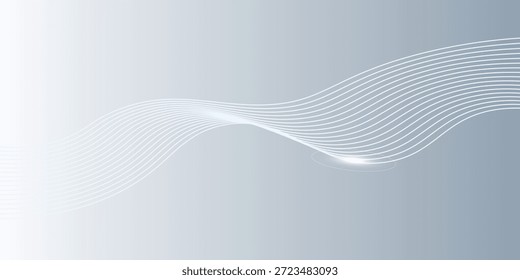 Fondo abstracto blanco con líneas onduladas. Concepto de tecnología de futuro digital en el color del tema de plata.