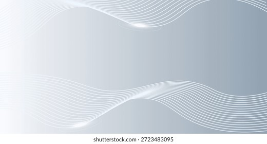 Fondo abstracto blanco con líneas onduladas. Concepto de tecnología de futuro digital en el color del tema de plata.