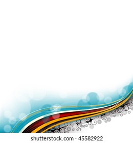 white abstract background with wavy red and orange lines and glares