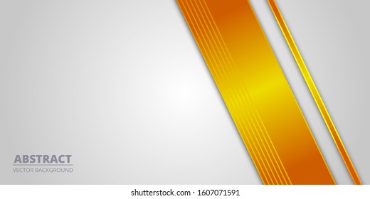 White abstract background with yellow light line on blank space. White luxury modern banner technology futuristic background. Vector illustration EPS10.
