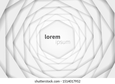 white abstract background.Embossed Hexagon ,light and shadow ,Vector