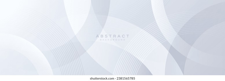 Banner abstracto blanco con fondo de formas geométricas circulares. Concepto moderno futurista de alta tecnología. Ilustración del vector