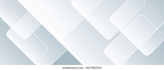 White abstract banner. Modern elegant white gray banner with creative design and shiny lines. Minimal vector stripes design. Simple texture graphic element. Vector abstract pattern background template
