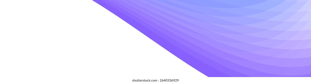 White abstract banner with purple and blue geometric pattern and gradient shades, dynamic curve shapes	
