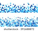 White abstract banners set with blue figures. Vector illustration.