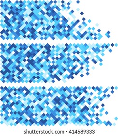 White abstract banners set with blue rhombus. Vector illustration.