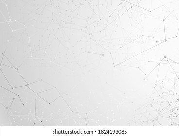 White abstract blank background with technology lines. Computer neural networks vector backdrop for business banner, artificial intelligence concept, presentation or silver tech certificate 