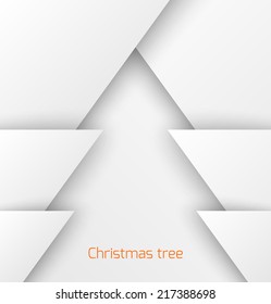 White abstract christmas tree paper applique. Vector illustration