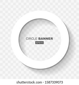 White Abstract Circle Banner Template with Flat Design Shadow