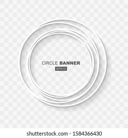White Abstract Circle Random Banner Template with Flat Design Shadow