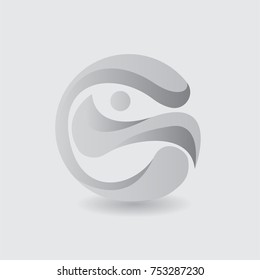 white abstract circle shape logo template with modern concept and trendy style design vector eps 10