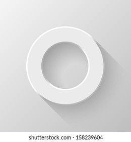 White abstract circle volume knob, blank button template with flat designed shadow and light background for internet sites, web user interfaces (ui) and applications (apps). Vector illustration.