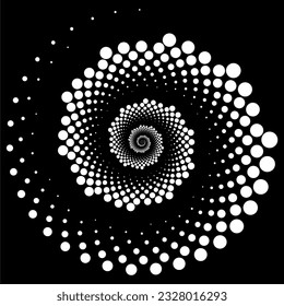 
Círculos abstractos blancos giran sobre fondo negro