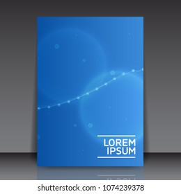 Weiße abstrakte Verbindungslinien und -kreise auf blauem Hintergrund mit weißem Text - Vektorgrafik von Flugblatt-Vorlage