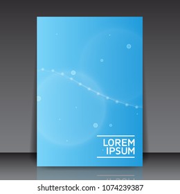 Weiße abstrakte Verbindungslinien und -kreise auf blauem Hintergrund mit weißem Text - Vektorgrafik von Flugblatt-Vorlage