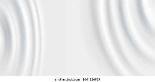 White abstract crumpled texture pattern. Vector gray satin background with wawes. Shiny curve silky surface for poster, brochure, banner design, website background.