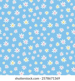 White abstract ditsy flowers seamless pattern design