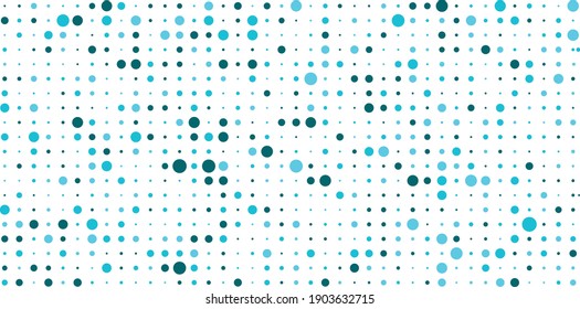 White abstract dots background. Network connection concept blue tosca circle vector illustration. Futuristic perspective wide angle landscape. Big data digital background