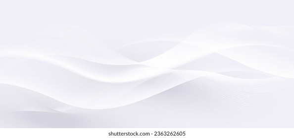 White abstract dynamic line wavy glowing background. Futuristic hi-technology concept. Vector illustration