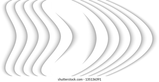 White abstract figures with drop shadows. Vector illustration