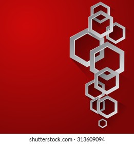 White abstract figures polygon on a red background vector eps 10