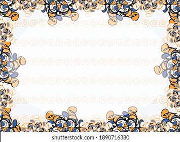 White abstract floral background with spirals for business cards and postcards